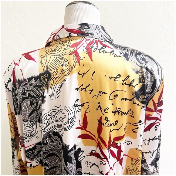Maggie Barnes Women’s Vintage Satin Button Down Blouse Size 2X 22/24 Artsy - Picture 10 of 10